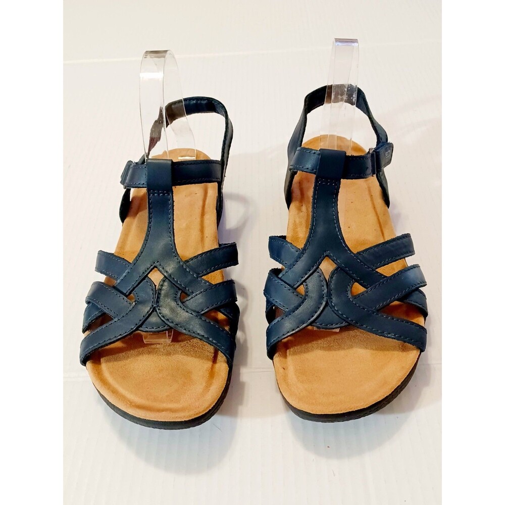 Earth Origins Women's Navy Blue Leather Siana Flat Casual Strappy Sandals...